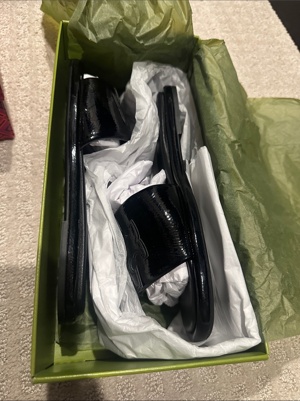 Tory Burch Black Patent Slide Sandals for Men